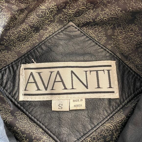 Vintage 90s AVANTI Women's Genuine Leather Jacket Black Small Motorcycle Biker - Picture 6 of 8